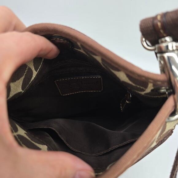 Fossil Marlow Geometric Logo Messenger Crossbody Shoulder Bag Brown Tan Canvas - Picture 4 of 9